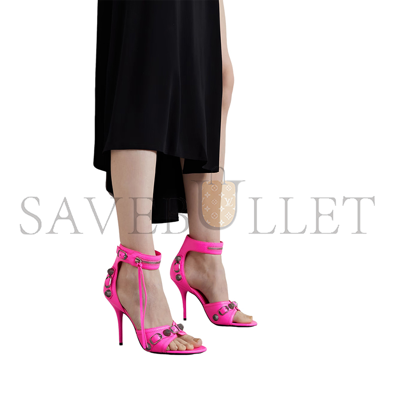 BALENCIAGA CAGOLE EMBELLISHED CRINKLED-LEATHER SANDALS 